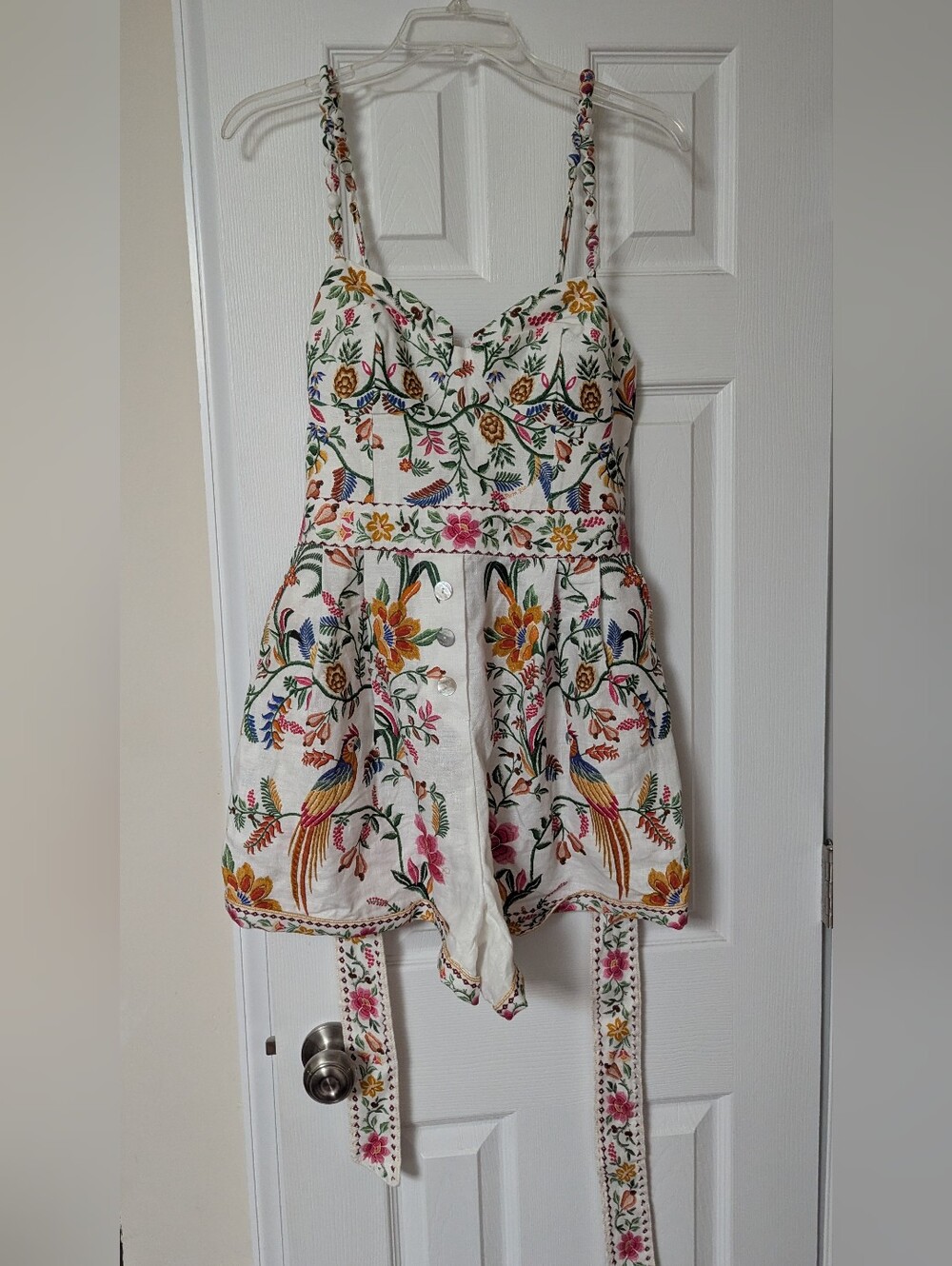 Never Been Worn FARM Rio White Floral Embroidered Romper